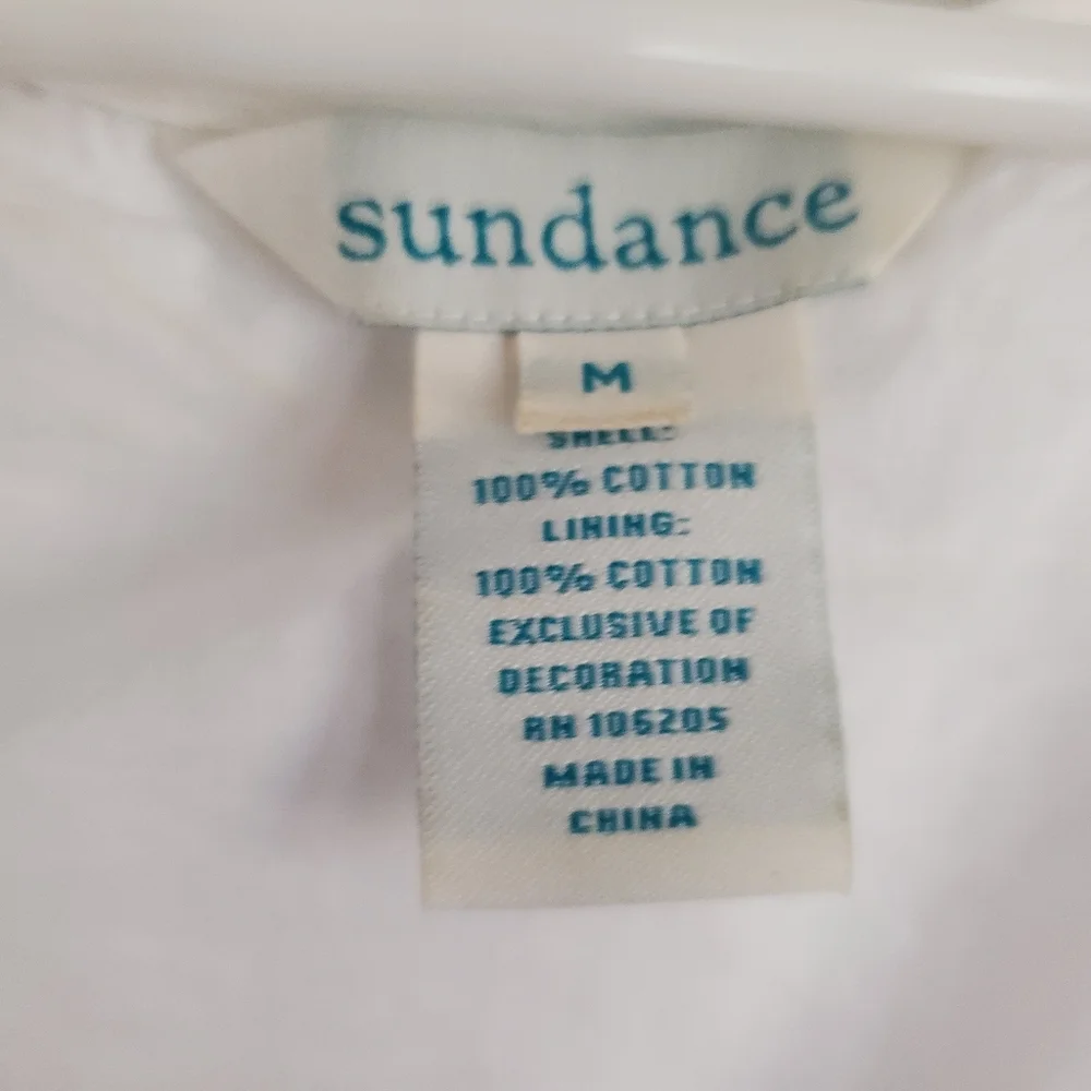 Sundance cataloge white cotton Gauze embroidered dress, size medium - Picture 12 of 12